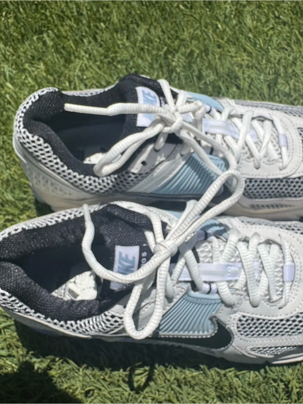 Nike Kids' White and Light Blue Running Shoes